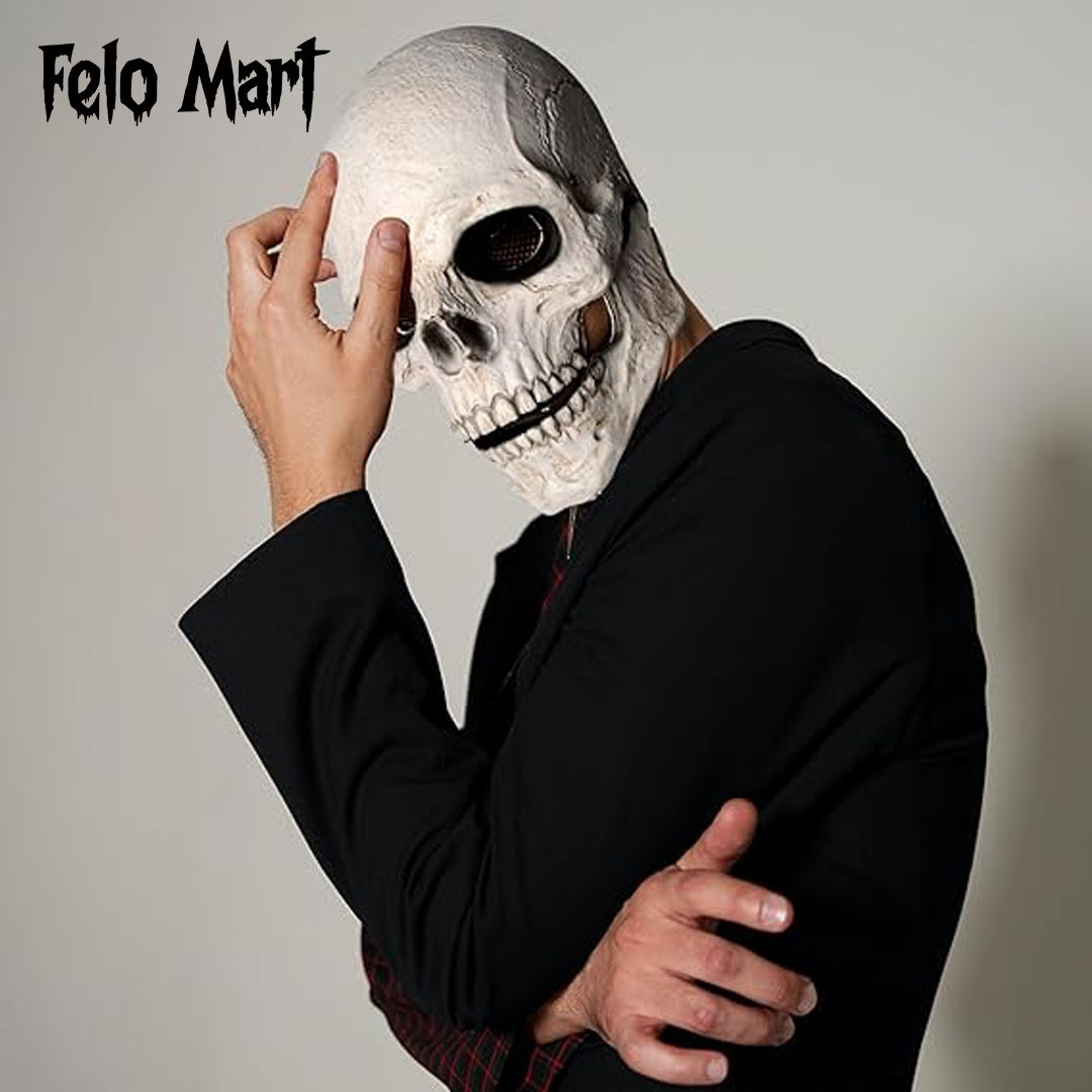 Halloween Creepy Full Head Mask With Moving Jaw Scary Realistic Latex Helmet With For Adults, Halloween Cosplay Horror Mask