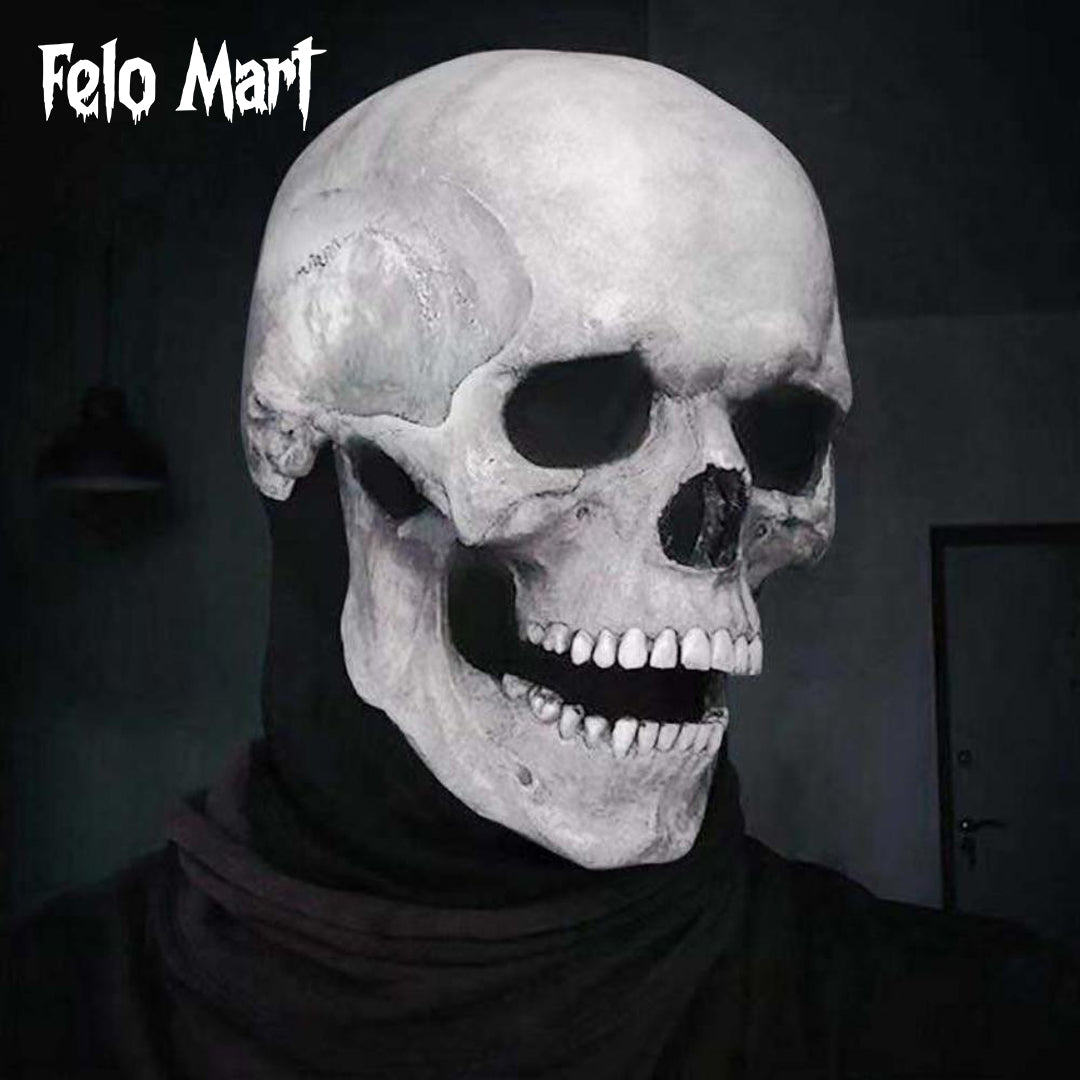 Halloween Creepy Full Head Mask With Moving Jaw Scary Realistic Latex Helmet With For Adults, Halloween Cosplay Horror Mask