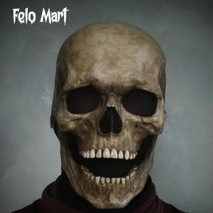 Halloween Creepy Full Head Mask With Moving Jaw Scary Realistic Latex Helmet With For Adults, Halloween Cosplay Horror Mask