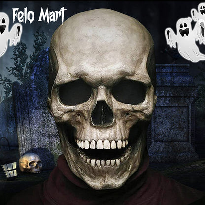 Halloween Creepy Full Head Mask With Moving Jaw Scary Realistic Latex Helmet With For Adults, Halloween Cosplay Horror Mask