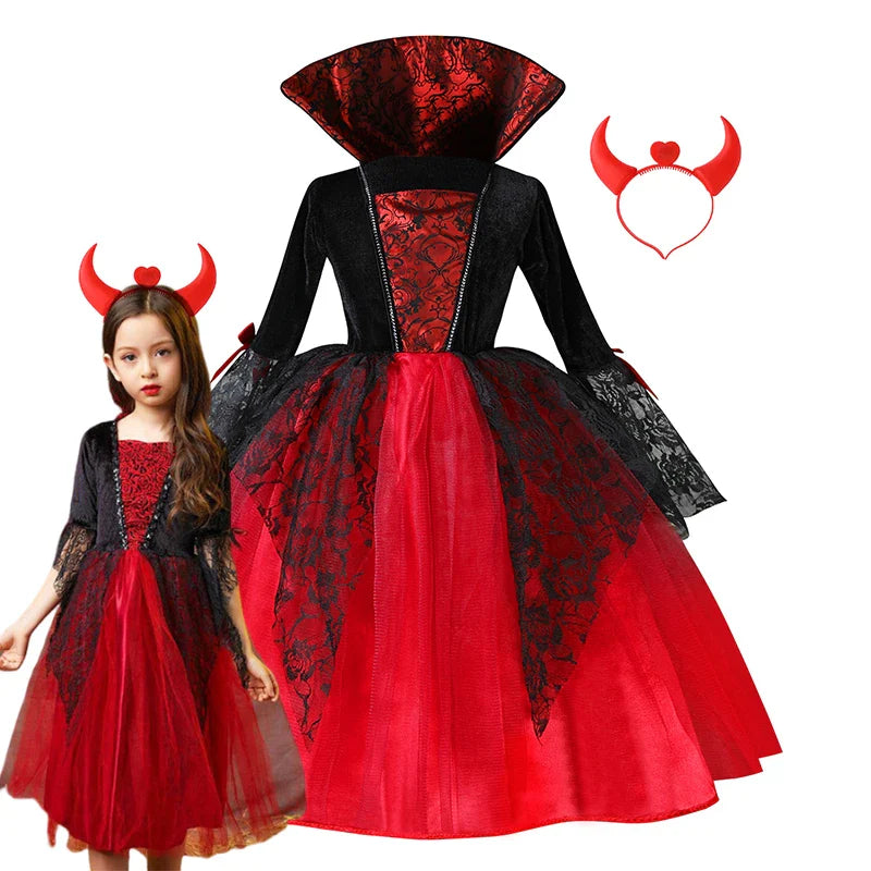 Girls Halloween Vampire Princess Costume