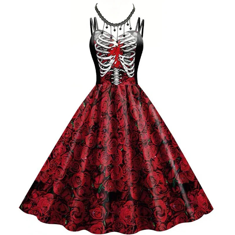 Scary Witch Skull Dress – Halloween Cosplay Outfit