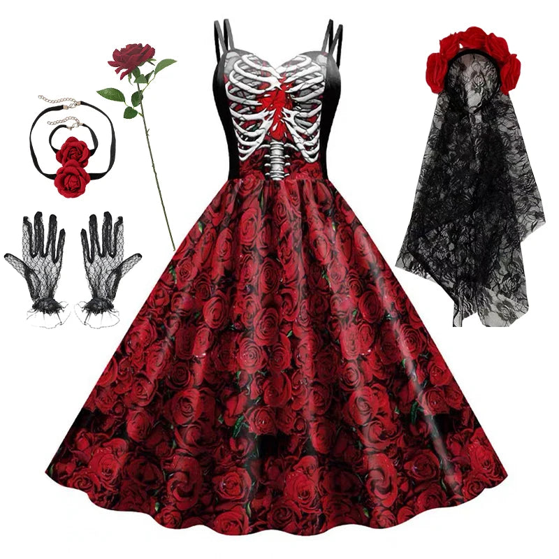 Scary Witch Skull Dress – Halloween Cosplay Outfit