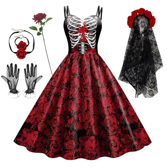 Scary Witch Skull Dress – Halloween Cosplay Outfit