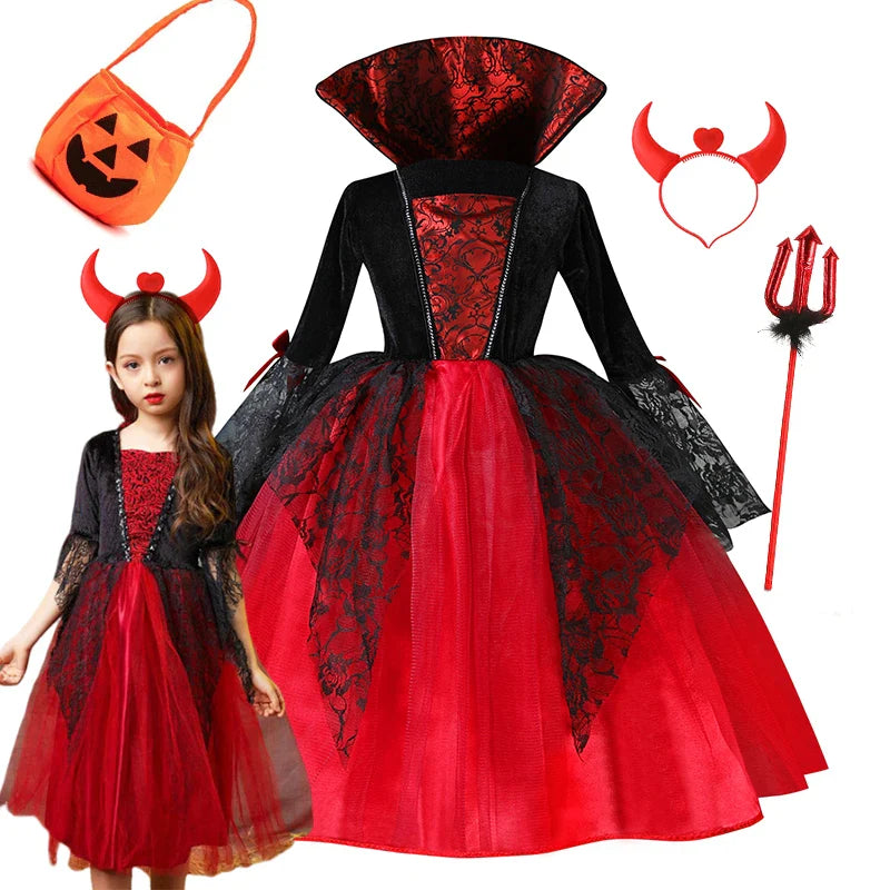 Girls Halloween Vampire Princess Costume