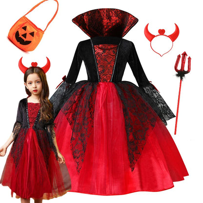 Girls Halloween Vampire Princess Costume